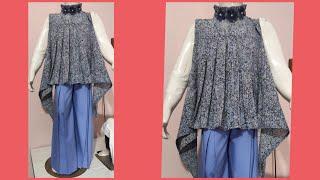 Box pleated Top blouse cutting and stitching