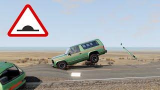 BeamNG Drive - Cars vs Speed Bumps #4 High Speed