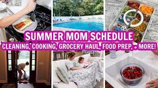 SUMMER DAILY ROUTINE OF A MOM  CLEANING COOKING GROCERY HAUL FOOD PREP  AMY DARLEY ROUTINE
