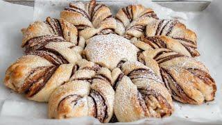 Nutella Braided Brioche Flower Recipe  Perfect Christmas Chocolate Bread