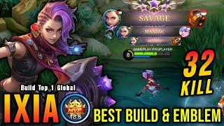 32 Kills + SAVAGE New Hero Ixia Best Build and Emblem - Build Top 1 Global Ixia  MLBB
