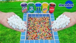 Experiment Balloons of Fanta Pepsi Sprite Mtn Dew Sodas Coca-Cola vs Mentos in Big Underground