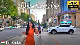 Dushanbe Walking Tour  Evening walk in central Dushanbe  Tajikistan   4K HDR