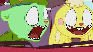 Flippy and Cuddles in a Car Happy Tree Friends