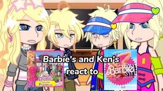 Barbies and Kens react to.... •Barbie the movie• •Barbie Live In A Dreamhouse• Gacha Club