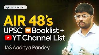 My Full UPSC Prelims Booklist and Youtube Channels I followed.. - AIR 48 @IASAaditya