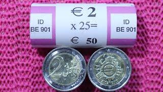 Belgium Bank Rolls 2 Euro Coin Roll Hunting 85BE