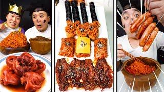 mukbang  Korean super spicy Noodle Challenge  Fire spicy foods Noodles Enoki Mushroom eating show