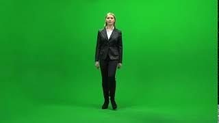 blond busyness women walking towards camera isolated green screen