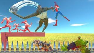 Beast Titans VS Super Heroes SPIKE Floor Trap Arena - Fall Into Death - EPIC BOSS Battle