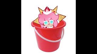 Strawberry Crepe Cookie and their bucket full of feral pink gremlins