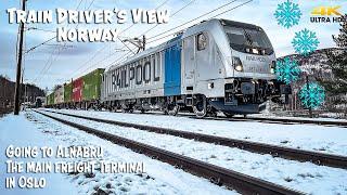 4K CABVIEW Going to the freight terminal in Oslo