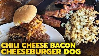 Chili Cheese Bacon Cheeseburger Dog on the Vevor 36 outdoor griddle