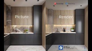 sketchup vray realistic interior render Realistic render with Vray 5.1 #Beginnerstutorial