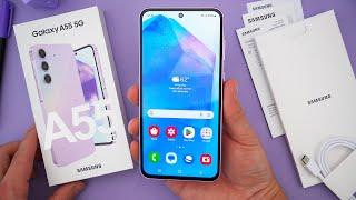 Samsung Galaxy A55 Unboxing Hands-On & First Impressions Awesome Lilac