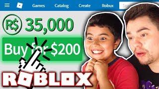 GIVING MY LITTLE BROTHER 35000 ROBUX *$200+ WORTH* Roblox