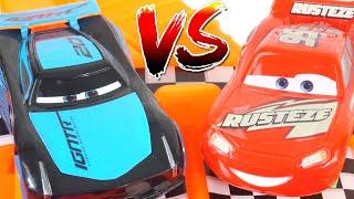 Disney Cars Glow Racers and Criss Cross Speedway Mcqueen vs Storm