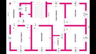 25x40 House Design With Floor Plan  1000 sqft House Plan With 2 Bedroom & puja Room  Small Floor 