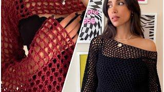 كروشيه طريقه عمل بلوزة تريند بالتفصيلHow to crochet blousemesh