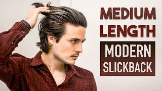 Medium Length Modern Slick Back Tutorial  Mens Long Hair 2021