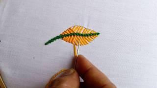 Flower Embroidery Leaf Embroidery for beginners  Hand Embroidery for Beginners  Embroidery Design