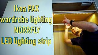 Ikea PAX wardrobe lighting installationIkea NORRFLY LED lighting strip