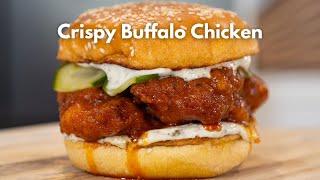 Crispy Chicken Sandwich with Buffalo Honey Sauce  Or Is It A Burger?