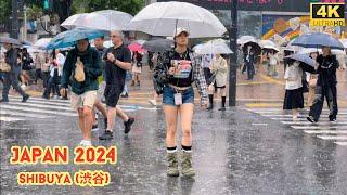 4k hdr japan travel 2024 l Rainy day Walk in Shibuya 渋谷 Tokyo  Relaxing Natural City ambience