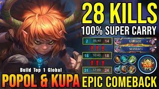 SAVAGE & MANIAC 28 Kills Popol and Kupa Super Carry - Build Top 1 Global Popol and Kupa  MLBB