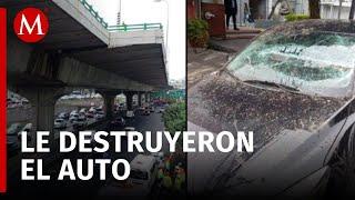 Desprendimiento en el Periférico Sur de CdMx causa daños a vehículos