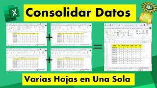 Como Consolidar Datos Ensamblando la Información de Varias Hojas en una Hoja de  Cálculo - Video 1.