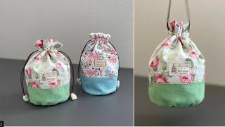 How to make a round bottom Drawstring Bags  DIY String Pouch Tutorial  Handmade Gift Idea