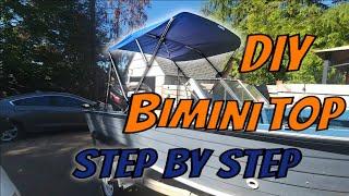 DIY Cheap Amazon Bimini Boat Top Installation and Sun Shade Cover includes Measuring & Storage Ideas