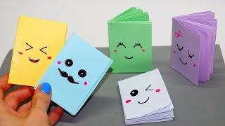 DIY Kawaii notebook of 1 sheet of paper  Mini notebook OF OWN HANDS  Ideas for school  Julia DIY