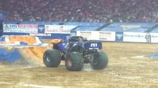 Cletus springs a gas leak in freestyle competition Monster Jam Houston 2 12 2017