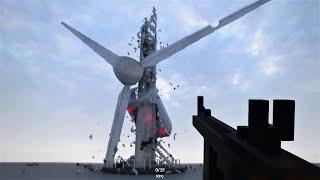 Destroy a windmill with various weapons  Teardown