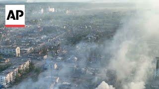 Rare drone footage shows town of Vovchansk in Ukraines Kharkiv in ruins