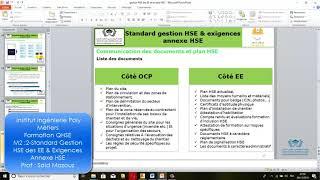 Communication des documents et plan HSE  OCP ET EE Liste des documents