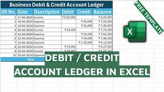 How to Create Debit and Credit Account Ledger in Microsoft Excel?  Debit and Credit in Excel