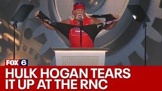 RNC 2024 Hulk Hogan tears it up in front of adoring crowd in Milwaukee  FOX6 News Milwaukee