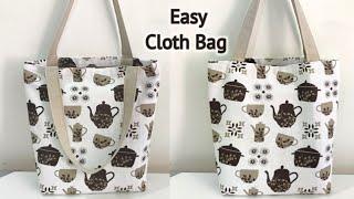 How to make a Tote bag with Lining  Perfect Tote bag sewing tutorial  Cloth bag making  DIY Bag