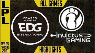 EDG vs IG Highlights ALL GAMES  LPL Spring 2021 W6D5  Edward Gaming vs Invictus Gaming