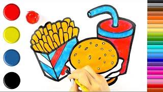 Bagaimana Menggambar hamburger  Berwarna-warni - Belajar bahasa Inggris - Pelajari Warna
