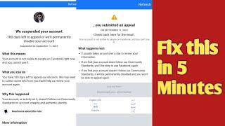 We Suspended Your Facebook account 180 Days left to Appeal Disable your account Problem slove️