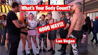 Asking Pedestrians - Whats Your Body Count? - On Fremont Street In Las Vegas