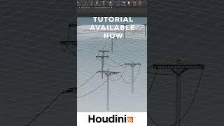 SideFX Houdini Tutorial - Procedurally Modeling Telephone Poles #shorts