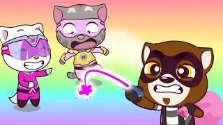 Talking Tom Heroes  Rainbow Color Rampage   Cartoons For Kids