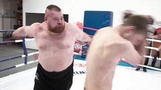 Big fat 150kg russian fighter VS 2 professional MMA fighters  Insane fight