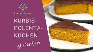 Kürbis-Polentakuchen mit Schokoglasur - glutenfreies Rezept