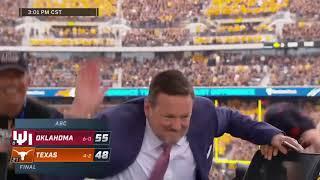 Bob Stoops celebrates Oklahoma’s win over Texas 2021